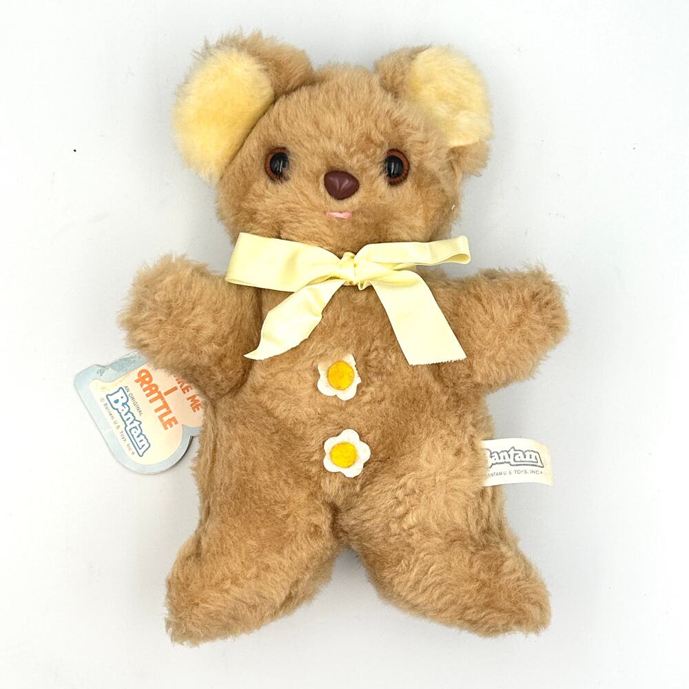 Vintage 60s Original Bantam Rattle Koala Teddy Bear‎ Baby Plush Brown 9in NWT